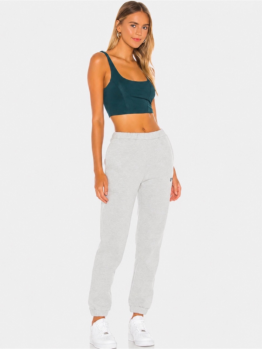 Free People Be Cool Brami Dark Green Cropped Tank Top